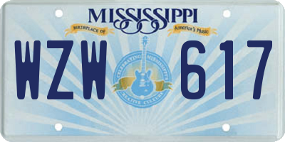 MS license plate WZW617