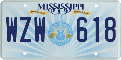 MS license plate WZW618