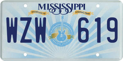 MS license plate WZW619
