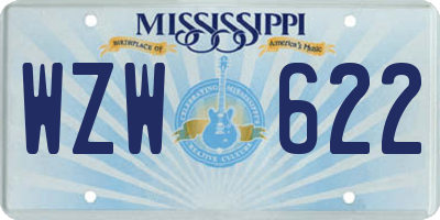MS license plate WZW622