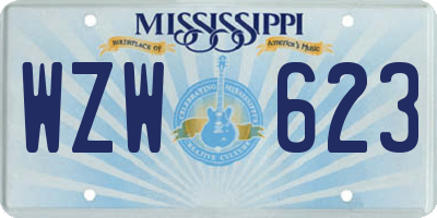 MS license plate WZW623