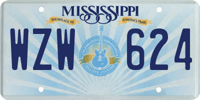 MS license plate WZW624