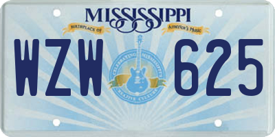 MS license plate WZW625