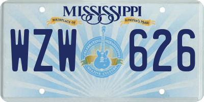 MS license plate WZW626