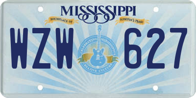 MS license plate WZW627