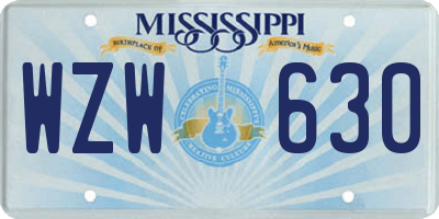 MS license plate WZW630