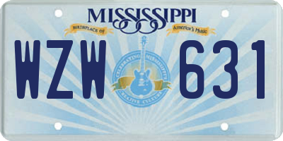 MS license plate WZW631