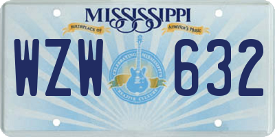 MS license plate WZW632