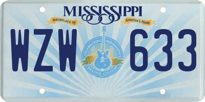 MS license plate WZW633