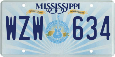 MS license plate WZW634