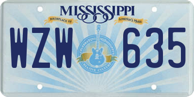 MS license plate WZW635
