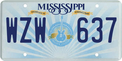 MS license plate WZW637