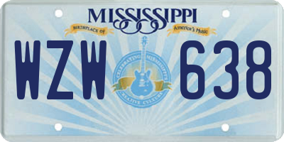 MS license plate WZW638