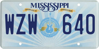 MS license plate WZW640