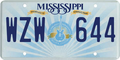 MS license plate WZW644