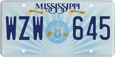 MS license plate WZW645