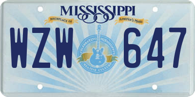 MS license plate WZW647