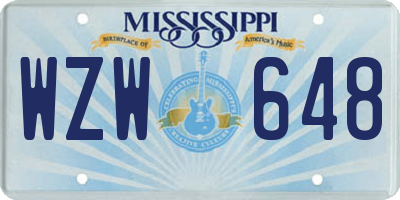 MS license plate WZW648