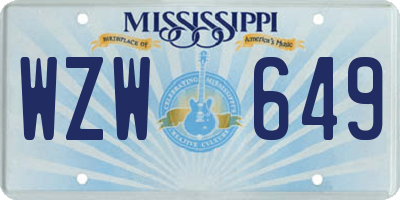 MS license plate WZW649