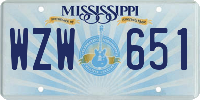 MS license plate WZW651