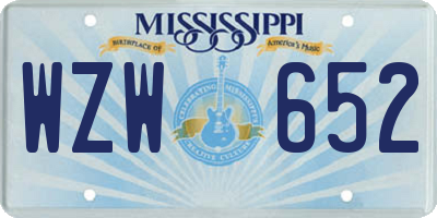 MS license plate WZW652