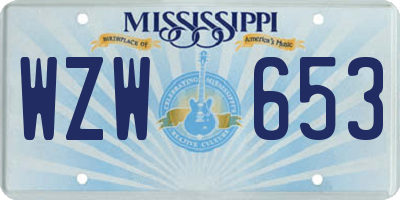 MS license plate WZW653