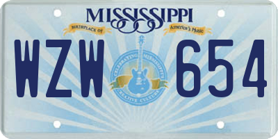 MS license plate WZW654