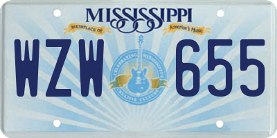 MS license plate WZW655
