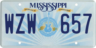 MS license plate WZW657