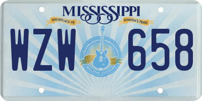 MS license plate WZW658