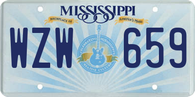 MS license plate WZW659