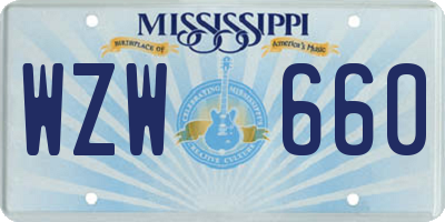MS license plate WZW660
