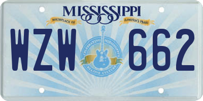 MS license plate WZW662
