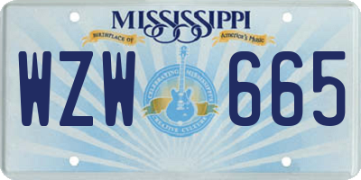 MS license plate WZW665
