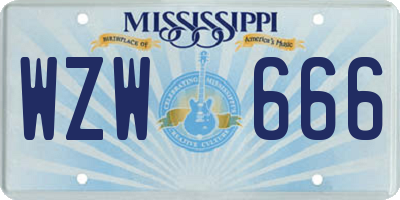 MS license plate WZW666