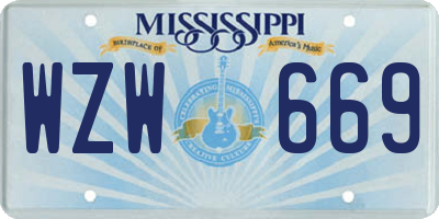 MS license plate WZW669