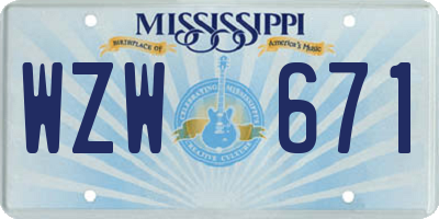 MS license plate WZW671