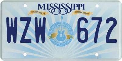 MS license plate WZW672