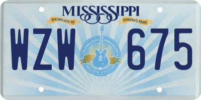 MS license plate WZW675