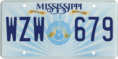 MS license plate WZW679