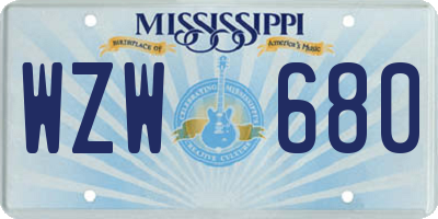 MS license plate WZW680