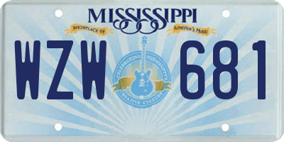 MS license plate WZW681
