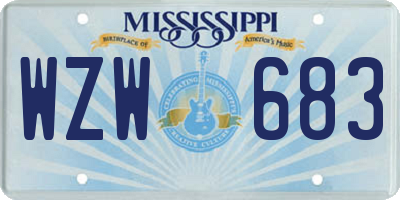 MS license plate WZW683