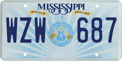 MS license plate WZW687
