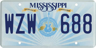 MS license plate WZW688
