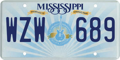 MS license plate WZW689