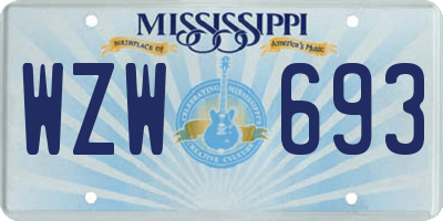 MS license plate WZW693