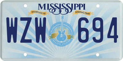 MS license plate WZW694