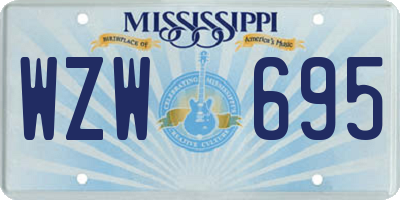 MS license plate WZW695