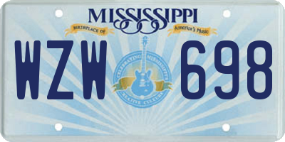MS license plate WZW698